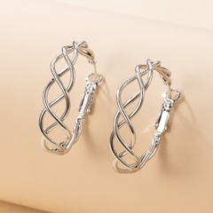 simple C-shaped twist circle geometric alloy earrings