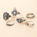 retro geometric blue gemstone twist ring set of 6picture9