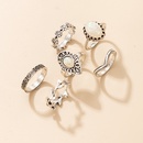 simple fashion leaf flower gemstone carved ring 6piece ringpicture9