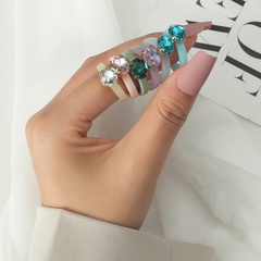 simple candy color diamond-studded acrylic 6-piece ring