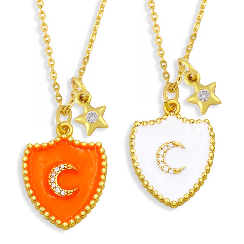 personality hiphop shield moon star pendant necklace