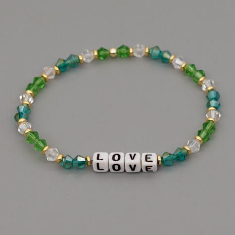 Bracelet lettre d'amour en cristal vert de Bohême's discount tags