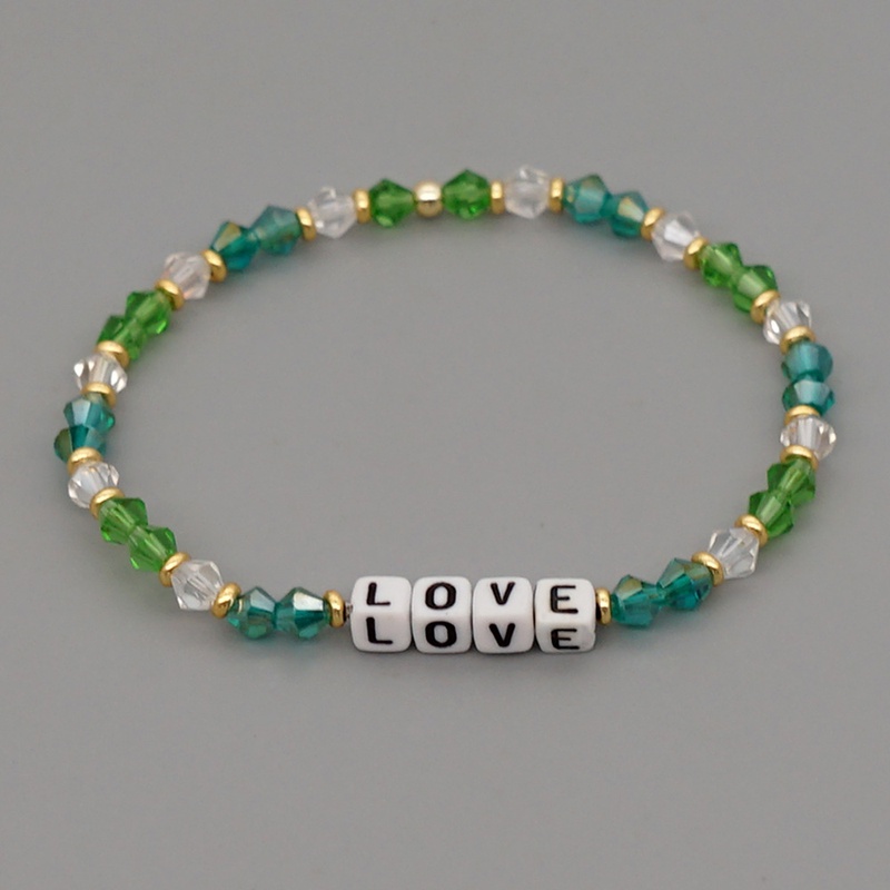 Bohemian Green Crystal Love Letter Bracelet