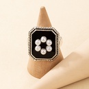 retro elegant court style black pearl flower ringpicture9