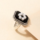 retro elegant court style black pearl flower ringpicture10
