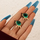 punk style green gemstone golden earringspicture6