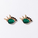 punk style green gemstone golden earringspicture7