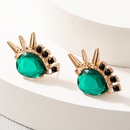 punk style green gemstone golden earringspicture8