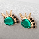 punk style green gemstone golden earringspicture10