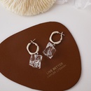 Korean style frosted metal crystal ice cube earringspicture8