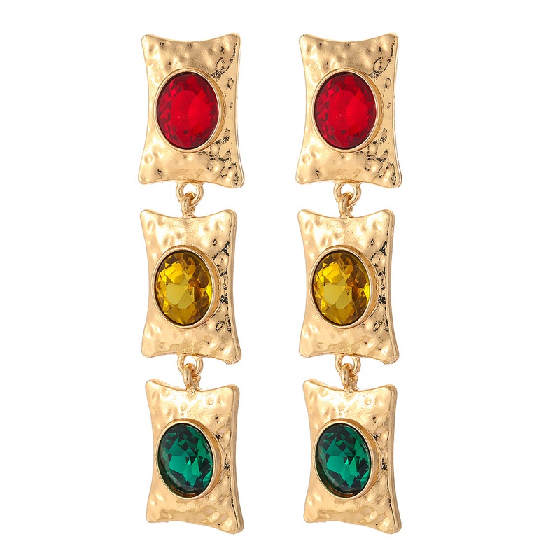 Fashion alloy diamondstudded square earrings