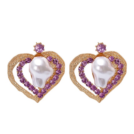 fashion purple diamond heart-shaped earrings's discount tags