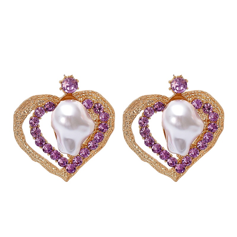 fashion purple diamond heartshaped earrings