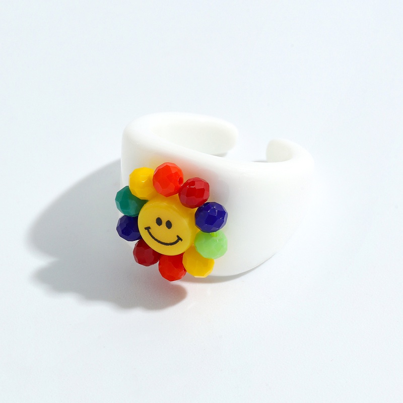 cute creative smiley face color opening ring