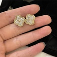 Korean style Cshaped gold plated fourpetal flower microinlaid earringspicture18