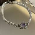 Retro purple gemstone love pearl necklace setpicture15