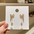 Simple Bowknot Pearl Tassel Long Style Earringspicture13