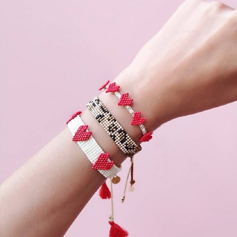 Simple retro ethnic love Miyuki beads hand-woven bracelet set's discount tags