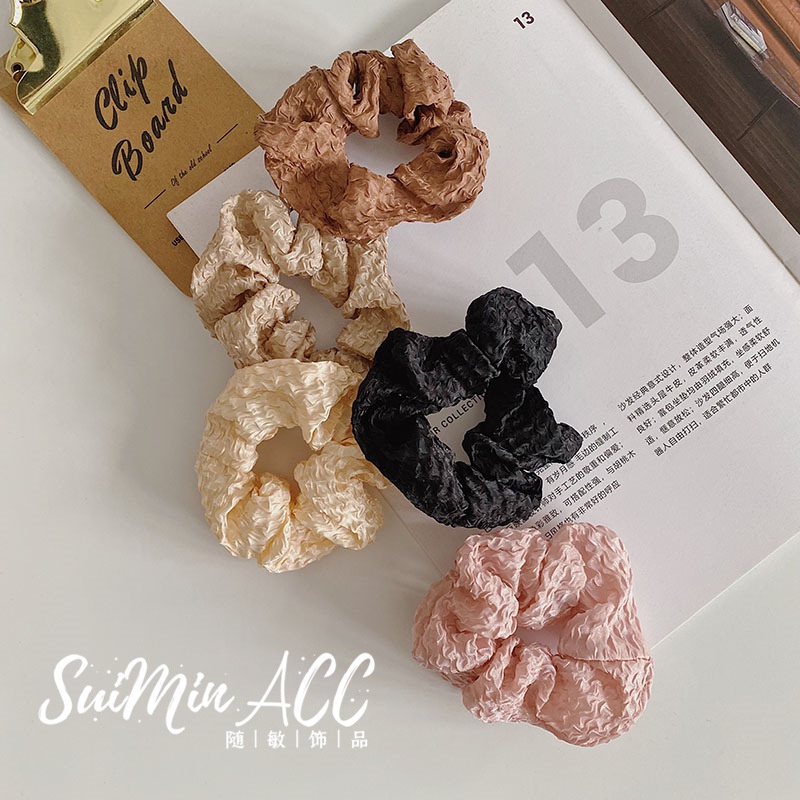 Korean pleated solid color pleated hair scrunchies