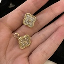 Korean style Cshaped gold plated fourpetal flower microinlaid earringspicture16