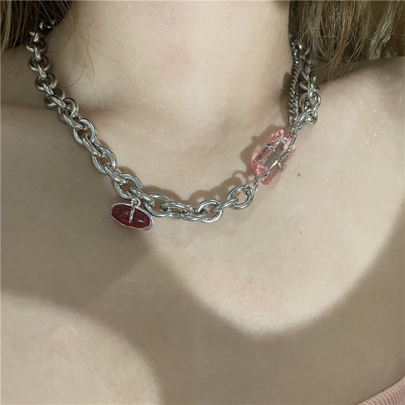 Korean peach blossom element restructured necklace