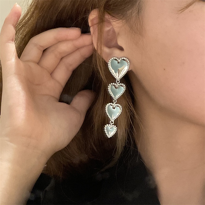 Korean Heart Shape Metallic Earrings