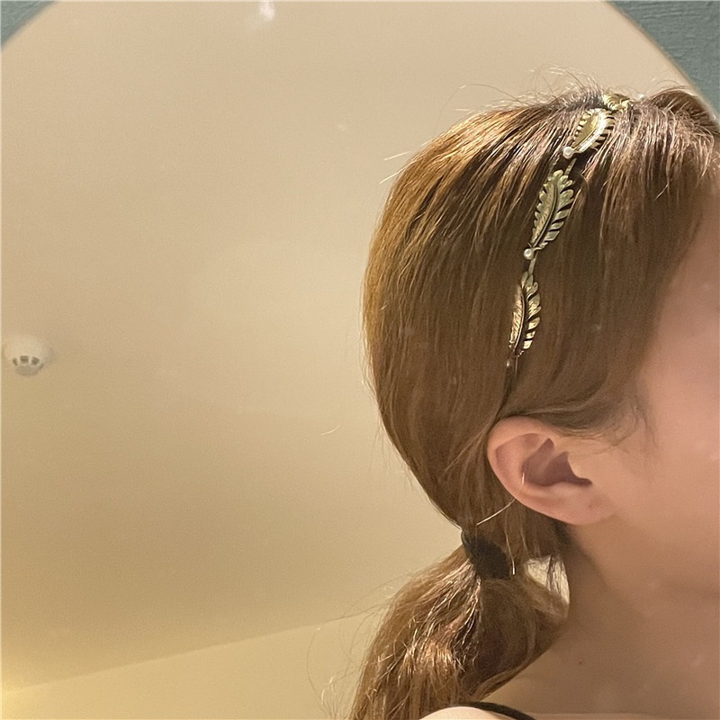 Korean leaf shape pearl headband