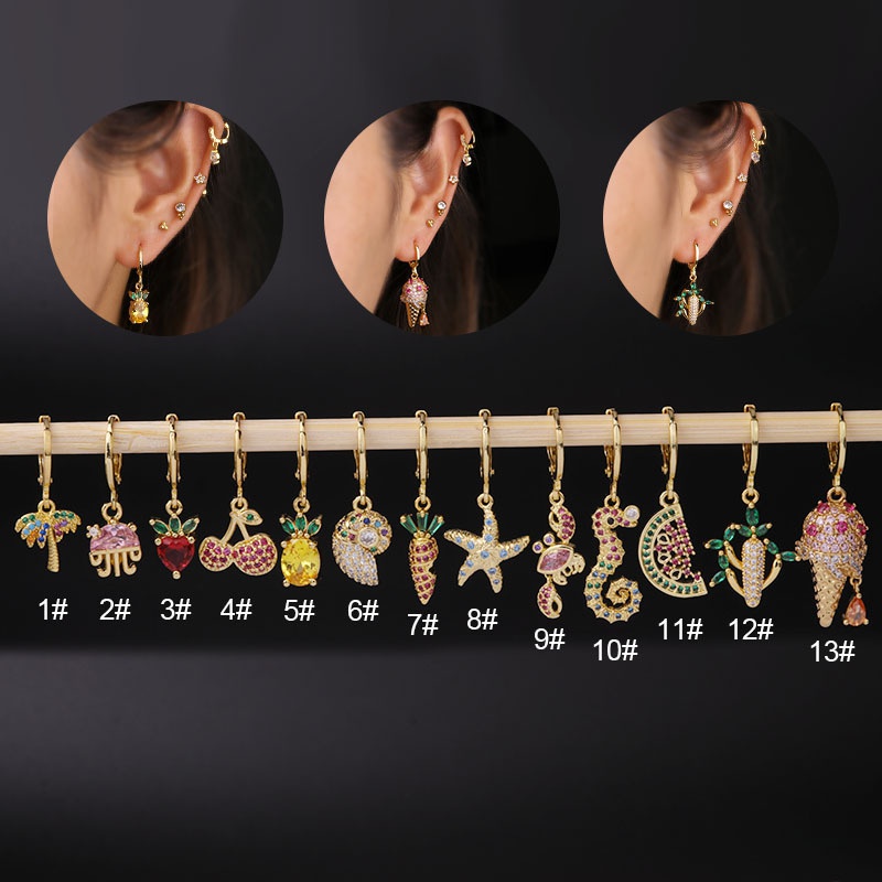 fashion color zircon metal earrings