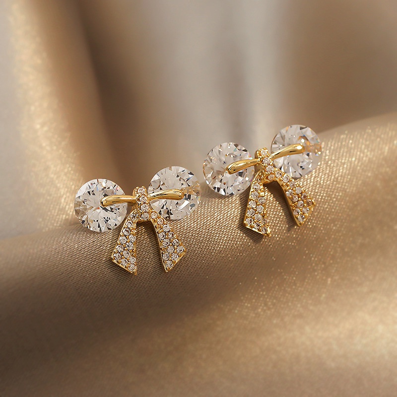 Korean style simple diamond butterfly earrings