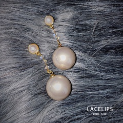 Korean style long tassel pearl ball earrings