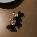 Korean style retro fabric bow rhinestone earringspicture13