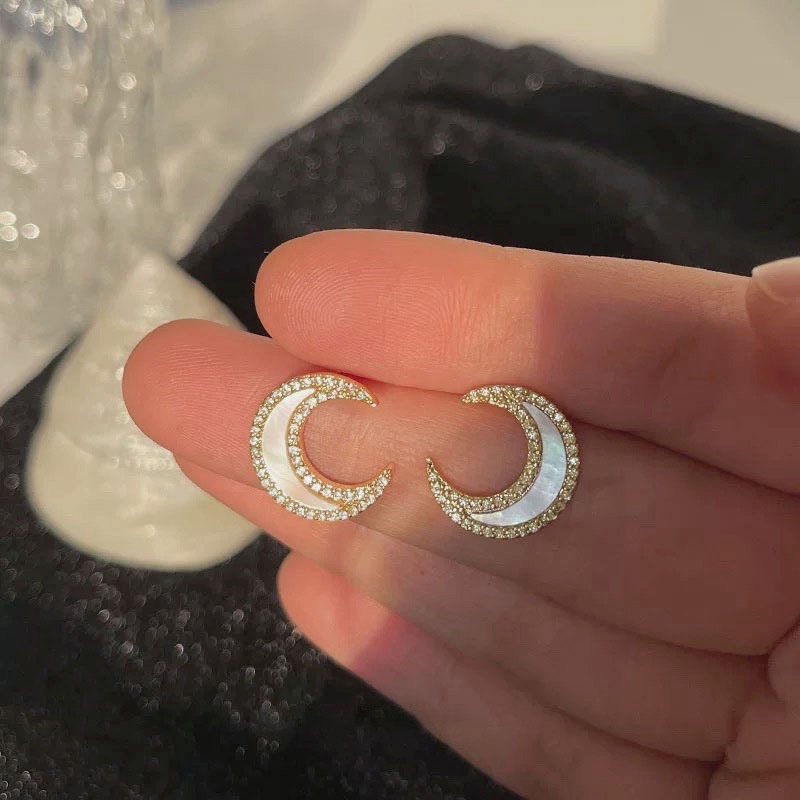 Korean style simple moon alloy earrings