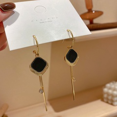 Korean style fashion diamond-shape letter long earrings