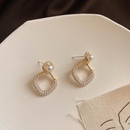 Korean style geometric diamond pearl earringspicture9