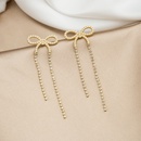 Korean Style Flash Diamond Long Pearl Bow Earringspicture10