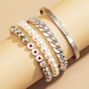 Hiphop texture heart round bead imitional pearl bracelet setpicture14