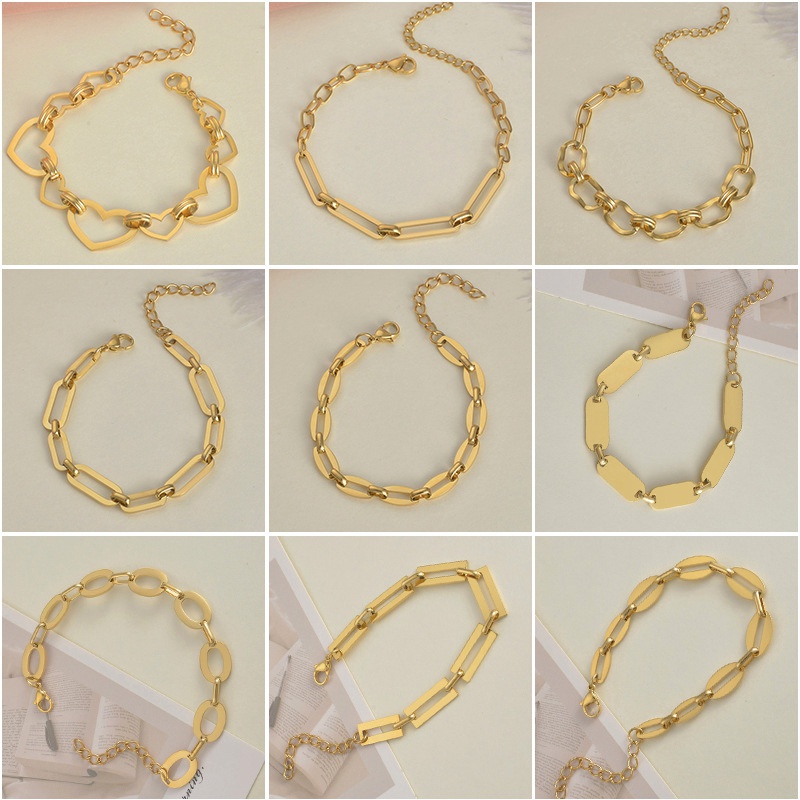 trend personality simple stainless steel plated 14k gold bracelet