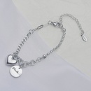 simple heart letter round card stainless steel braceletpicture8