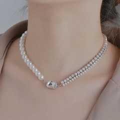 simple splicing inlaid square diamond necklace