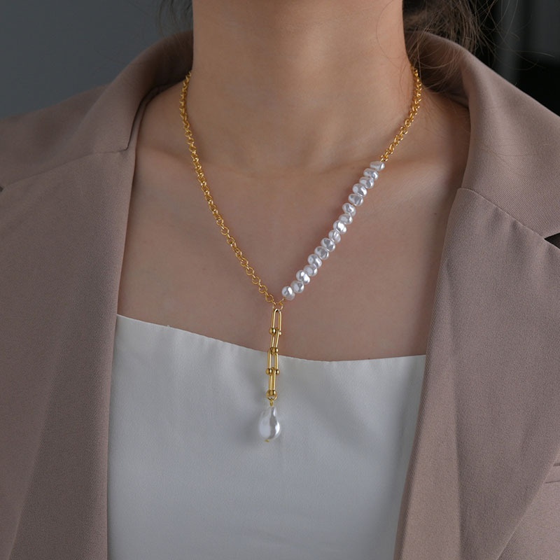Korean pearl tassel Yshaped pendant necklace