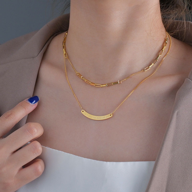 Korean curved brand double layered necklace