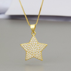 fashion simple full diamond star pendant zirconium copper necklace