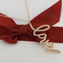 simple diamond LOVE letter heart copper pendant necklacepicture10