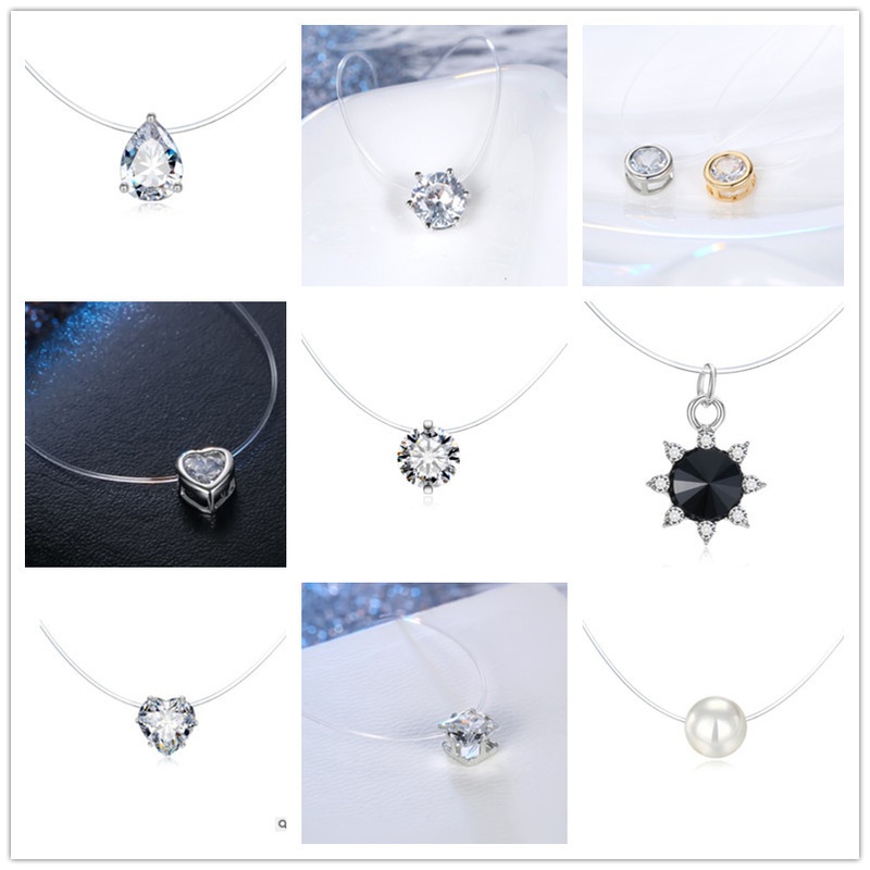 fashion variety of transparent zircon invisible necklace