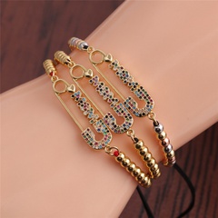 fashion paper clip adjustable colored zircon bracelet