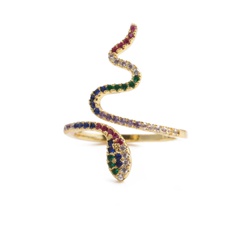 Fashion color inlaid zircon snake opening adjustable ring
