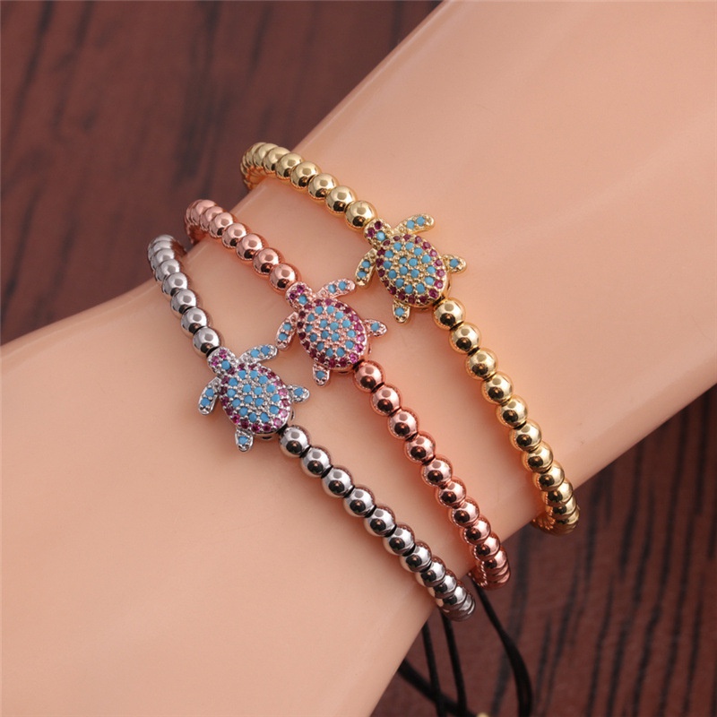 Simple fashion tortoise adjustable copper microinlaid zircon bracelet