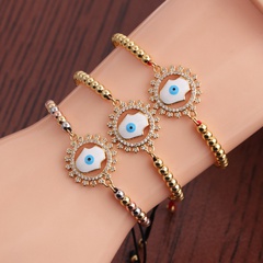 Fashion Devil's Eye Palm Beads Kupfer Zirkon Armband Großhandel