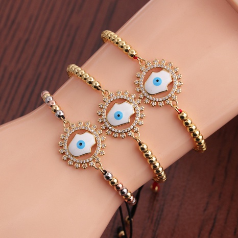 Fashion Devil's Eye Palm Beads Copper Zircon Bracelet Wholesale's discount tags
