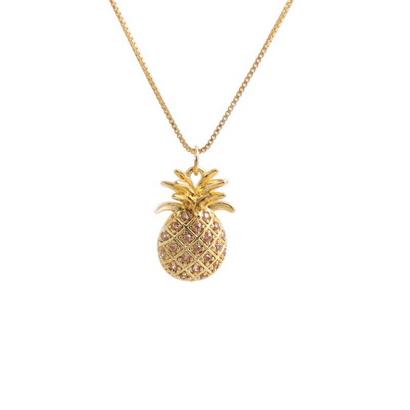 fashion zirconcopper zircon pineapple pendant necklace